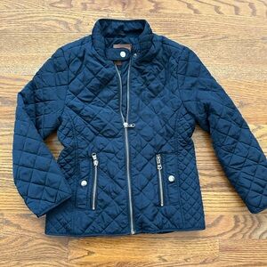 Navy quilted jacket for girls